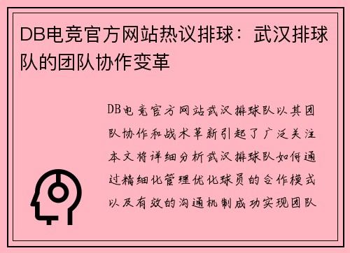 DB电竞官方网站热议排球：武汉排球队的团队协作变革