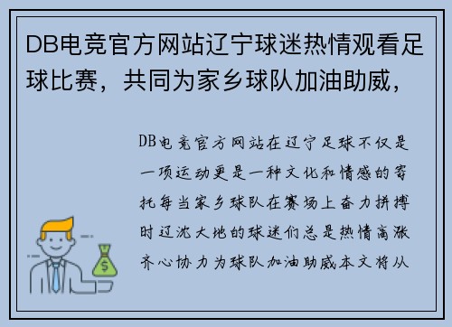 DB电竞官方网站辽宁球迷热情观看足球比赛，共同为家乡球队加油助威，展现团结精神